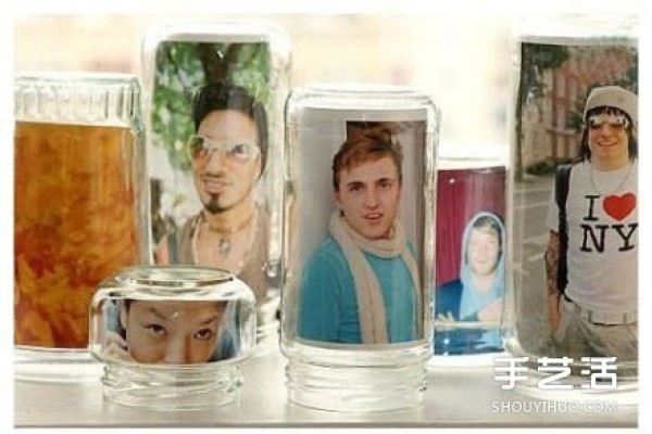 Use glass bottle waste to DIY simple and creative alternative photo frames