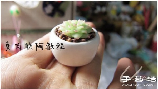 Polymer pottery DIY handmade mini succulent bonsai