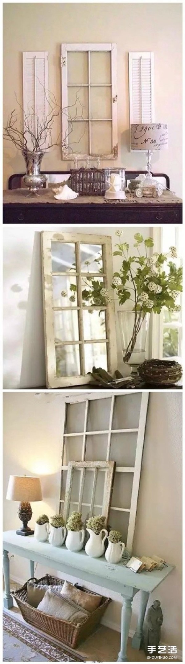 DIY production of old windows transformed into highlights of home decoration