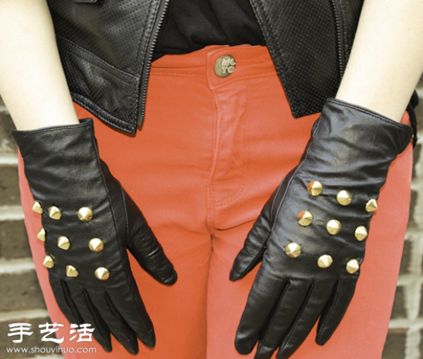 Tutorial on DIY riveted leather gloves made from old items