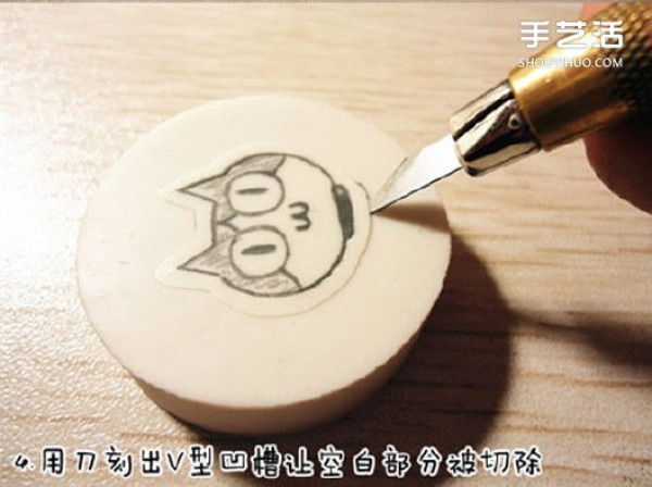 Illustration of how to make a rubber stamp with cat pattern, easy to learn~