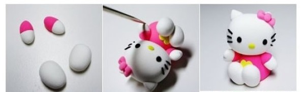 Hello Kitty cat soft clay doll handmade clay doll