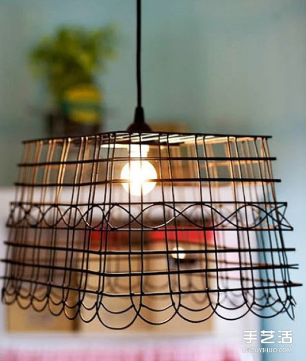 Use bicycle basket waste to DIY a pastoral style chandelier lampshade