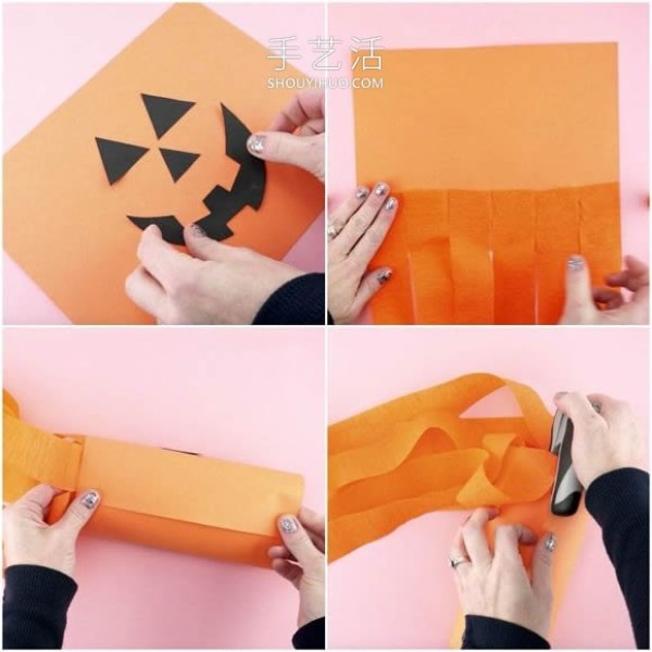 Illustrated tutorial on how to make a Halloween jack-o-lantern windsock