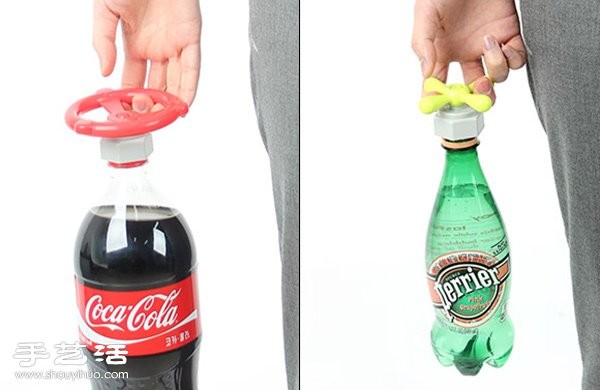 A labor-saving bottle opener that makes plastic bottle caps easier to open!