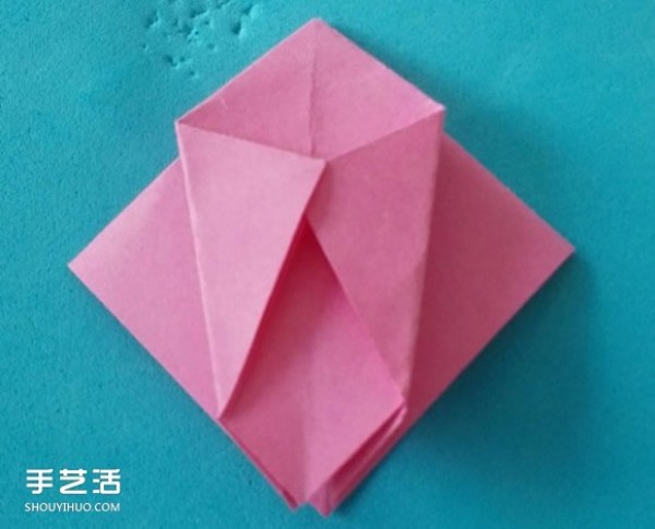 Simple rose origami step-by-step picture of how to fold a rose for children