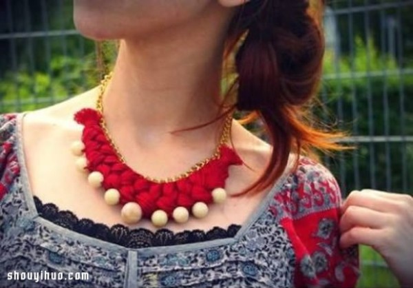 Good-looking fashion necklace hand-woven DIY production illustrated tutorial