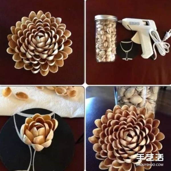 Pistachio Shell Creative Paste Painting Pistachio Shell Paste Lotus Decorative Painting