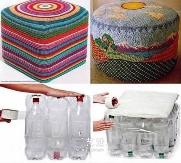 Small stools, sofas and trash cans made of plastic bottles, you can choose