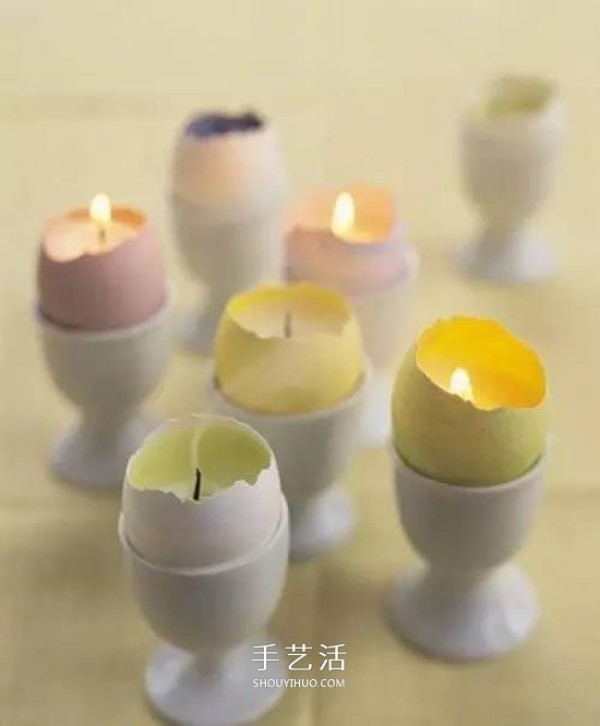 How to use egg shell waste to make romantic candle holders by hand