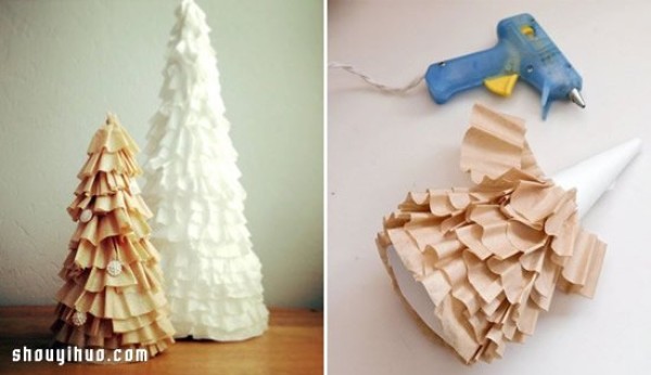 Illustrated tutorial on how to turn coffee filters into treasure by handmade DIY Christmas tree