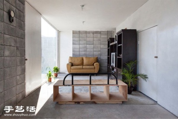 Modern Box House made of concrete blocks