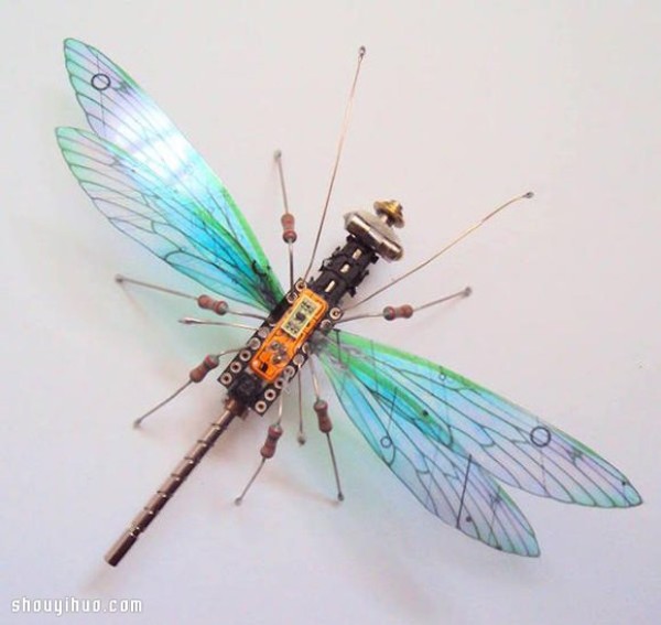 Beautiful insect sculptures handmade from waste circuit boards