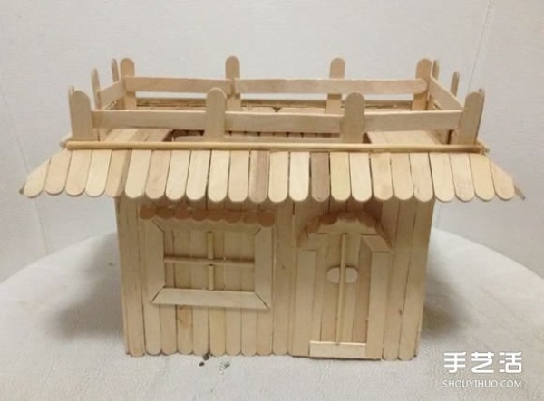 DIY two-story house model with ice cream sticks. Making a house with ice cream sticks.Tutorial