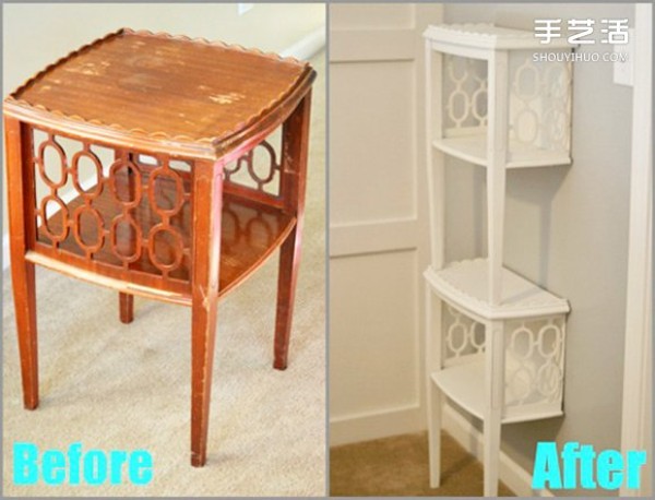 The steps to transform an old table into DIY wall cabinet shelves are super simple