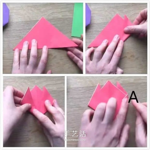 Simple and beautiful! Illustration of how to fold tulips, stems and leaves