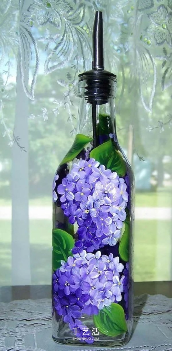 Creative handmade pictures of painted wine bottles, acrylic hand-painted glass bottles DIY