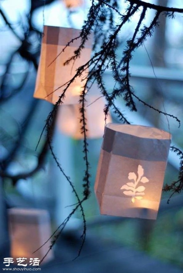 Paper bag + candle handmade romantic hanging candle holder