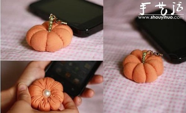 Tutorial on handmade DIY fabric pumpkin hanging ornaments