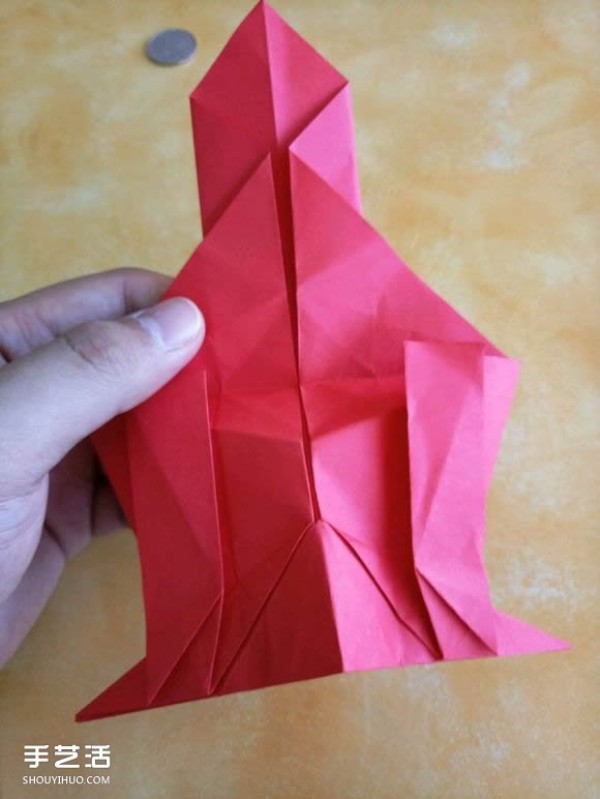 Super complex dog origami method illustrated with plastic surgery steps