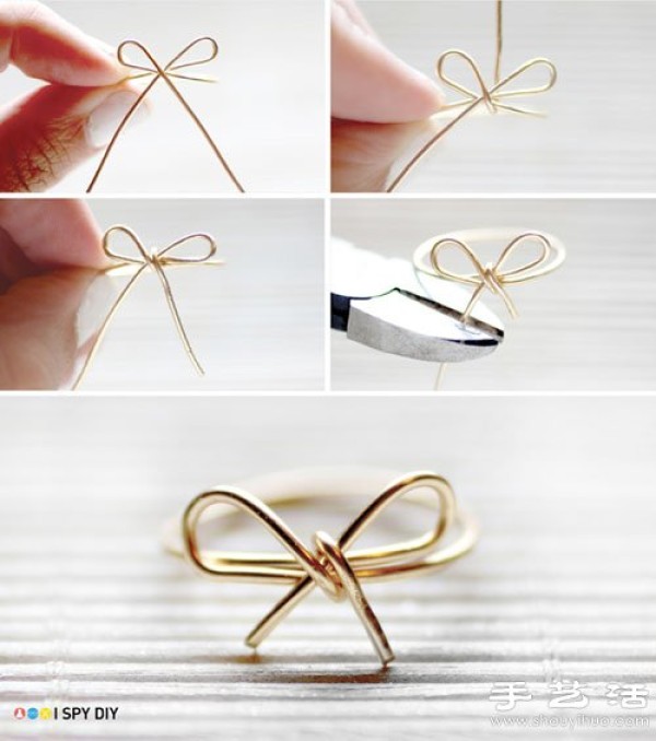 Illustrated Tutorial on Handmade Bow Rings with Jewelry Copper Wire