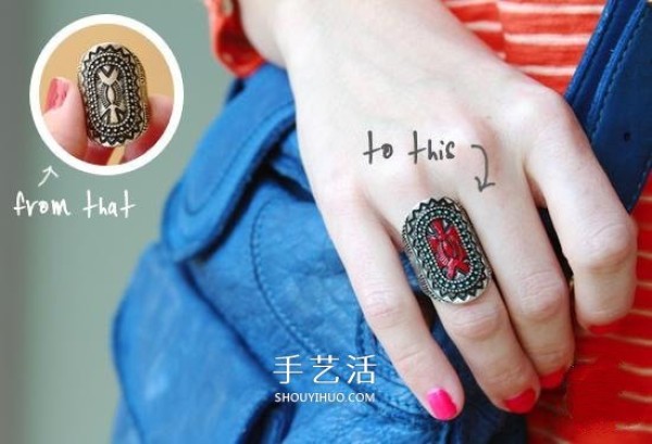 A simple makeover of nail polish makes metal rings have beautiful colors