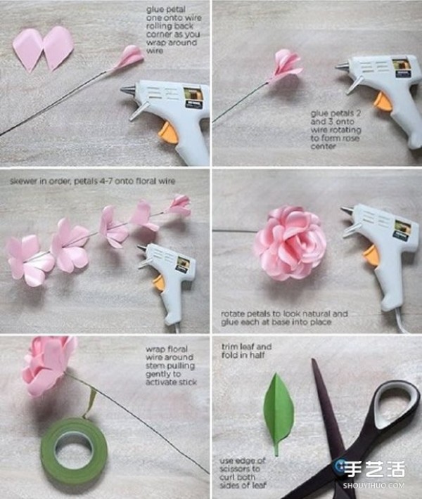 A simple folding method of paper rose with illustrations and paper rose hairpin DIY tutorial