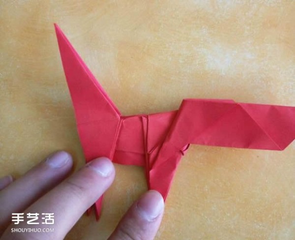 Super complex dog origami method illustrated with plastic surgery steps