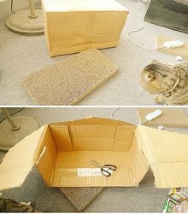 Tutorial on handmade DIY pet sofa from waste cartons