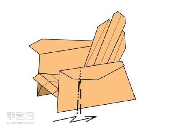 Illustration of the folding method of the origami sofa chair and the folding steps of the handmade sofa chair