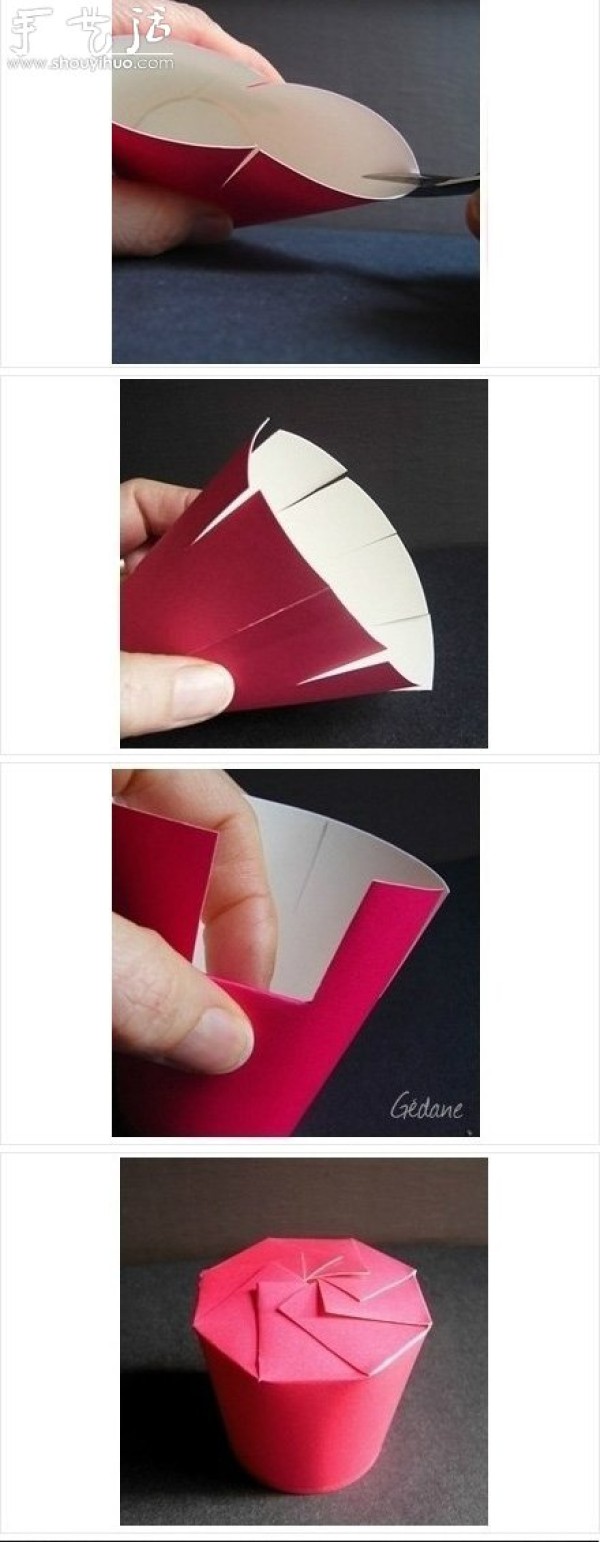 Tutorial on making gift boxes by cutting disposable paper cups