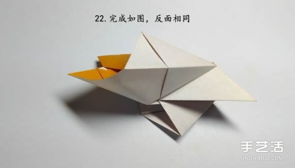 Illustration of folding method of origami piranha, step-by-step diagram of folding piranha by hand