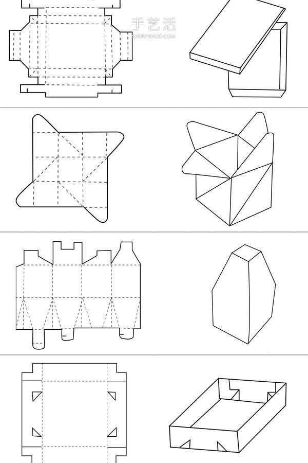 An expanded view of a storage box made from cardboard using a complete illustration of how to fold a storage box