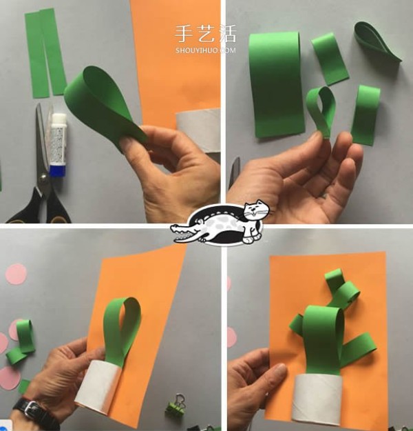 Salute to the tenacious cactus! Use rolled paper core to make cactus stickers