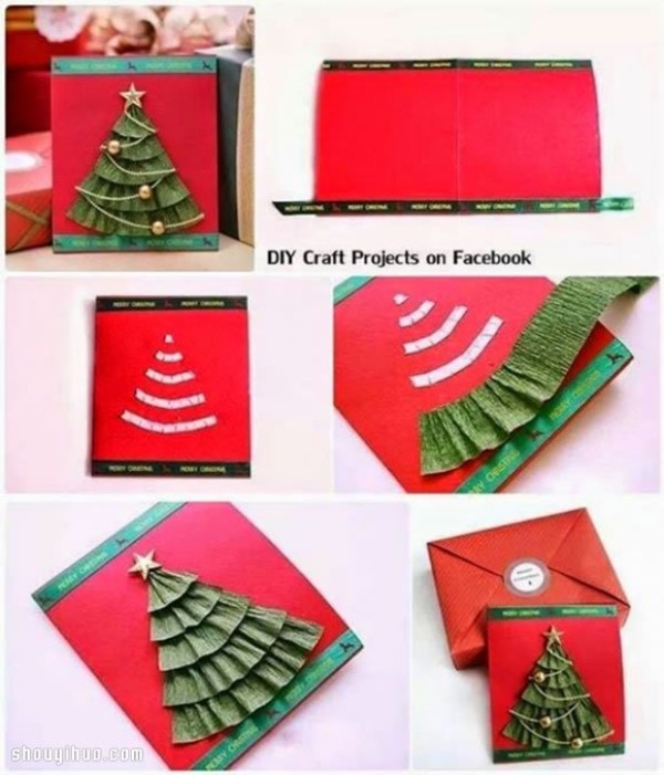 DIY Illustrated Tutorial on Simple Origami Handmade Christmas Greeting Cards