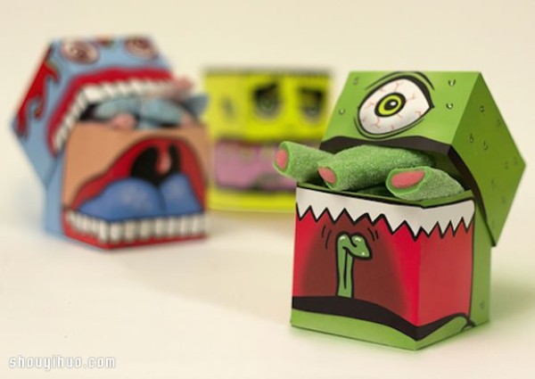 Cute monster candy packaging box design that makes people scream