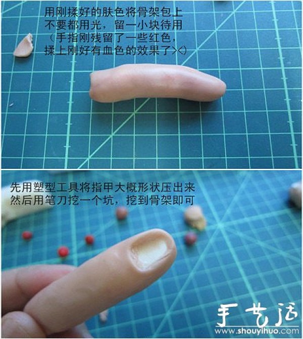 Tutorial on DIY horrifying broken fingers from soft clay