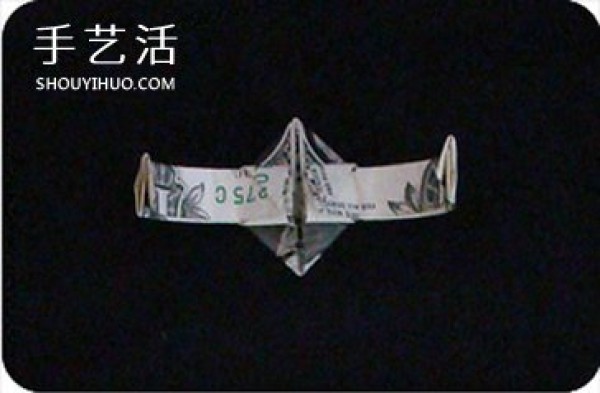 Tutorial of dollar origami ring, folding method of diamond ring with illustrations of banknotes