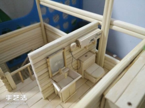 Disposable chopsticks are used to hand-make a life-like villa model, the steps are complete! 