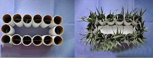 Handmade vases using waste paper rolls