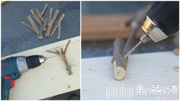 Handmade environmentally friendly clothes hangers made of branches + wooden boards