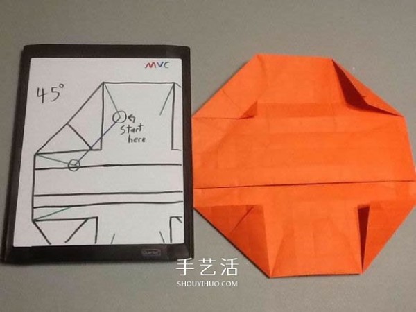 Origami illustration of three-dimensional jack-o