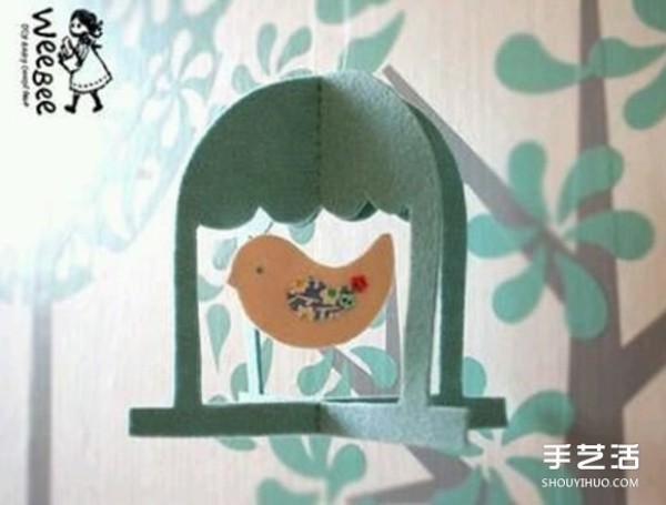 Non-woven fabric birdcage making illustrated handmade fabric birdcage hanging ornaments DIY tutorial