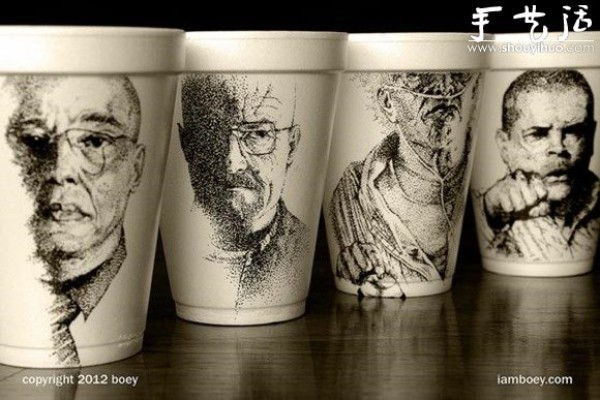 Funny doodles on disposable paper cups