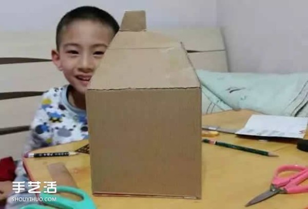 How to make a house from waste paper boxes, step by step for kindergarten to make a house from cardboard boxes