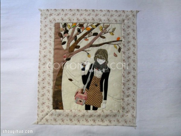 An illustrated tutorial on hand-made patchwork paintings for beautiful girls in autumn