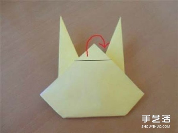 Simple Pikachu origami tutorial and illustrations of folding Pikachu