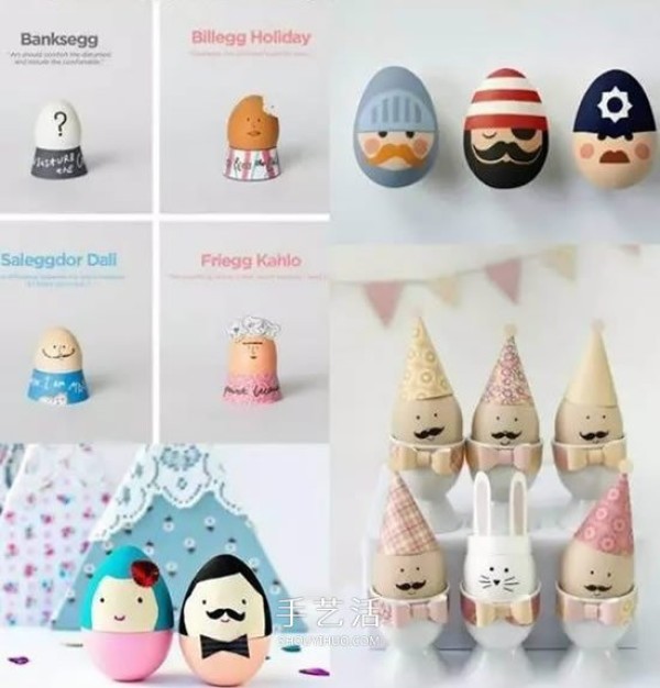 A collection of cute pictures of eggshells and creative eggshell handmade works