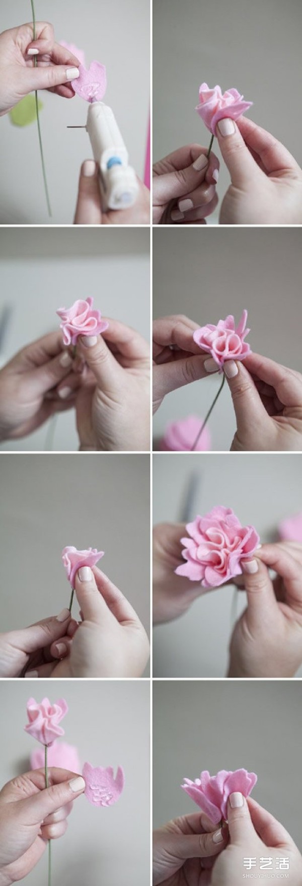 Non-woven peony flower making tutorial, handmade fabric peony flowers with illustrations