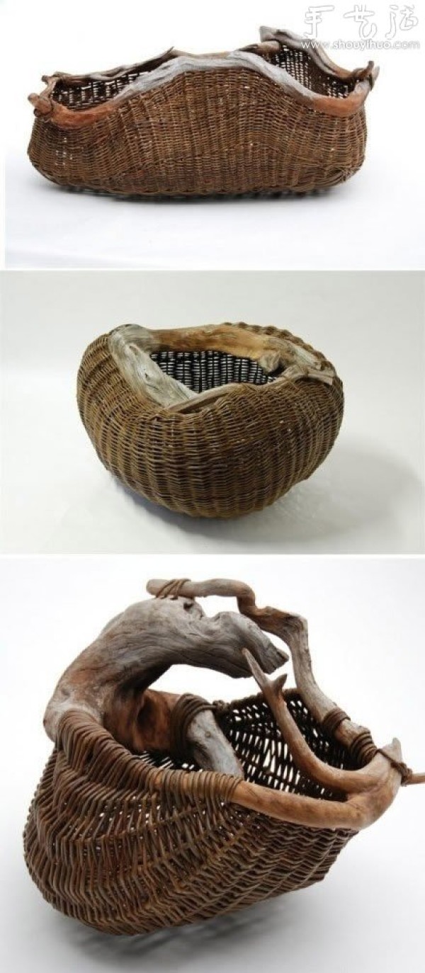 Irish craftsmans woven artwork of rattan branches and roots